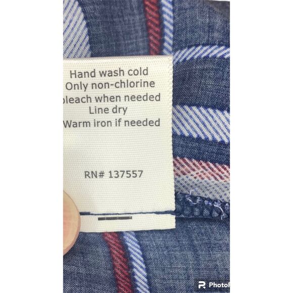 Market & Spruce Stitch Fix Womens Blouse Size Small Blue Pink 1/2 Button Hi-Low - Picture 5 of 5